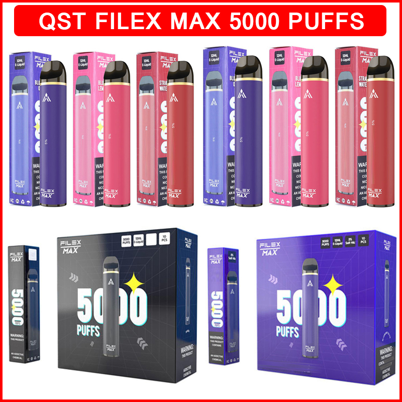 QST Filex Max 5000 Puffs Disposable E Cigarettes Vape Device 12ml Pod Prefilled Liquid Vapes Pen Stick Cartridges Vaporizers
QST Filex Max 5000 Puffs Disposable E Cigarettes Vape Device 12ml Pod Prefilled Liquid Vapes Pen Stick Cartridges Vaporizers