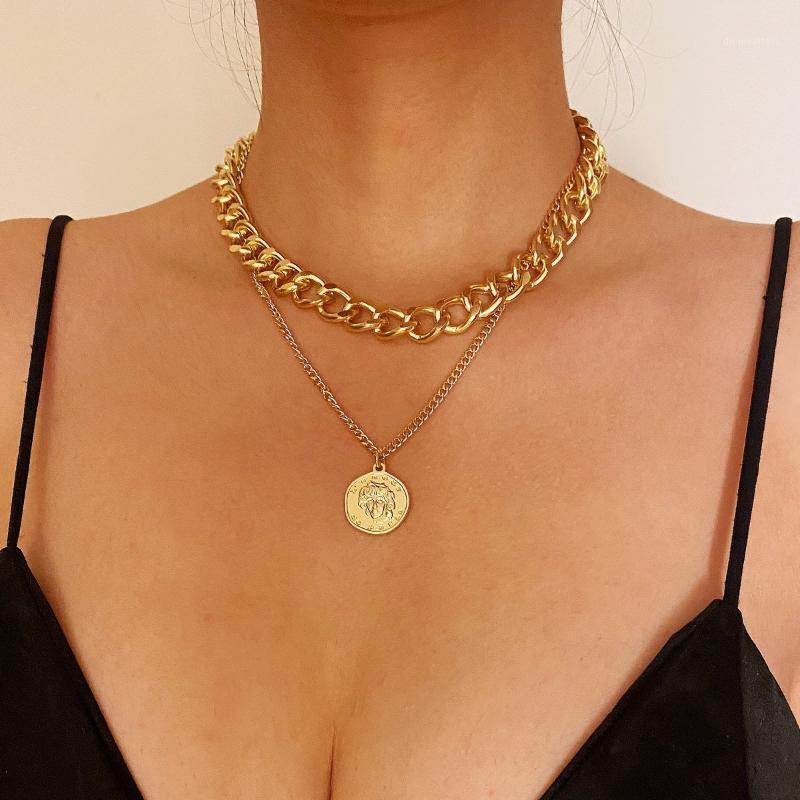 Chains OTA Women's Punk Multi-layered Cross Lock Pendant Necklace Gold Coin Portrait Serpentine 2021 Jewelry
Chains OTA Women's Punk Multi-layered Cross Lock Pendant Necklace Gold Coin Portrait Serpentine 2021 Jewelry