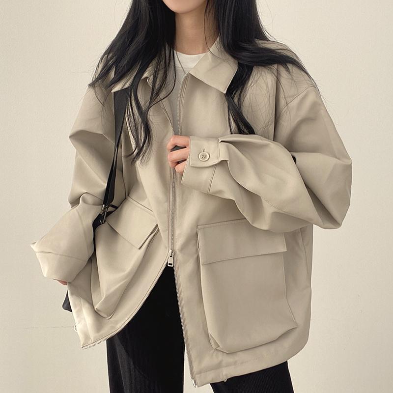 Women's Jackets Korean Chic Jacket Lapel Large Pocket Zipper Cardigan Loose Casual Long Sleeve Leather Short Women, Black;brown
Women's Jackets Korean Chic Jacket Lapel Large Pocket Zipper Cardigan Loose Casual Long Sleeve Leather Short Women, Black;brown