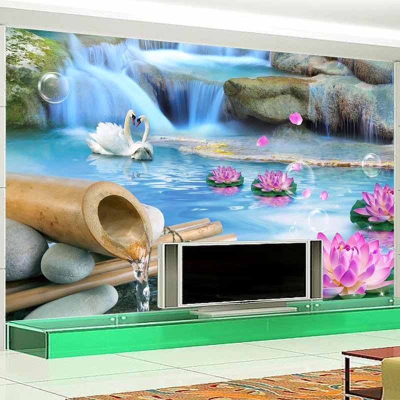 Custom Photo Wallpaper 3D Swan Lake Nature Scenery Mural Living Room TV Sofa Bedroom Home Decor Wall Murals