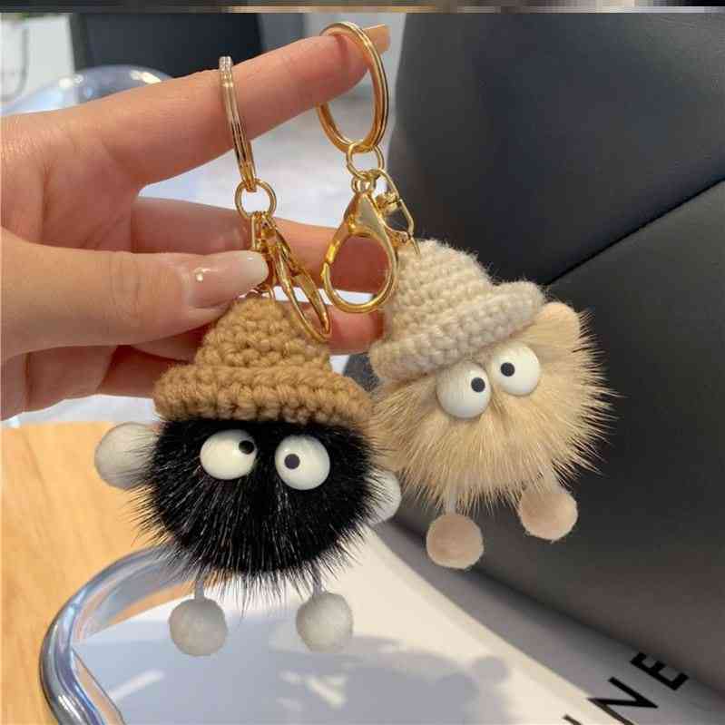 Key Chain Female Simple Atmosphere Exquisite Fairy Gas Car Pendant Small Coal Ball Doll Bag Cute