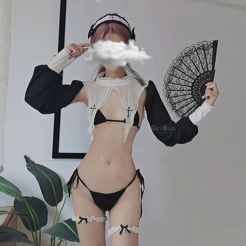 Kawaii Lingerie for Woman Anime Maid Uniform Nun Cosplay Costumes Bikini Hollow Ultra Short Long Sleeve Tops School Girl Outfits, Red
Kawaii Lingerie for Woman Anime Maid Uniform Nun Cosplay Costumes Bikini Hollow Ultra Short Long Sleeve Tops School Girl Outfits, Red