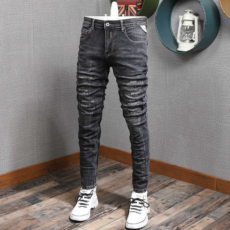 Italian Style Fashion Men Jeans Retro Black Gray Elastic Slim Fit Ripped Denim Trousers Vintage Designer Hip Hop Pencil Pants
Italian Style Fashion Men Jeans Retro Black Gray Elastic Slim Fit Ripped Denim Trousers Vintage Designer Hip Hop Pencil Pants