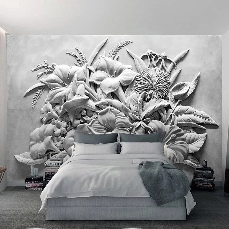 Custom Photo Home Decor 3D Embossed Flower Bedroom Living Room Sofa TV Background Wall Mural Wallpaper Waterproof
