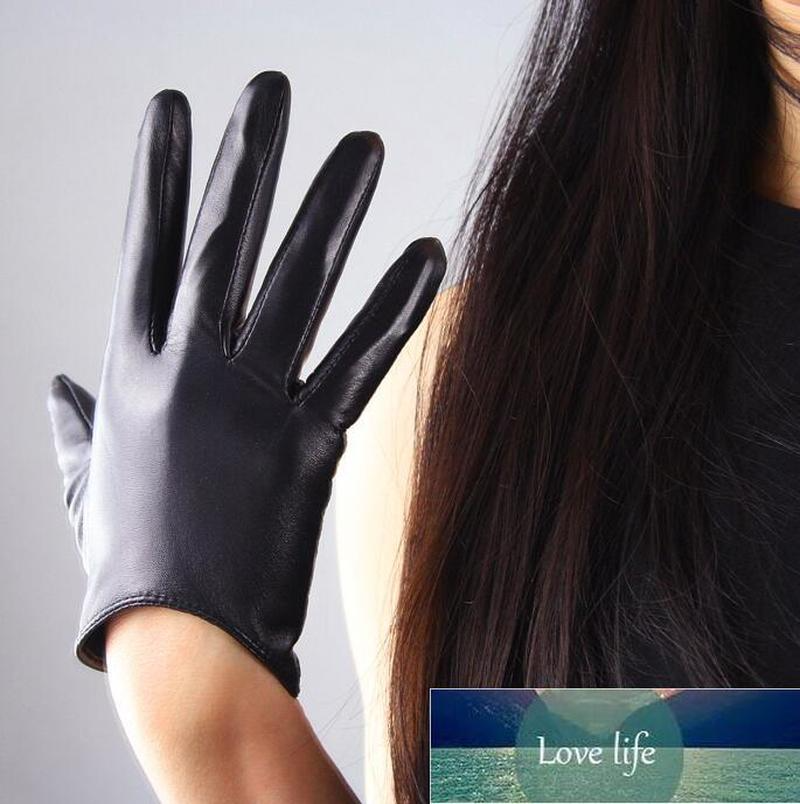 Women's short design sheepskin gloves thin genuine leather gloves touch screen black motorcycle glove R630 Factory price expert design Quality La