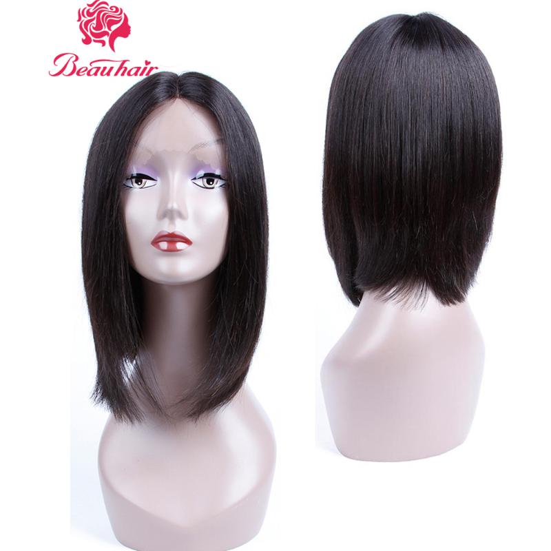 Brazilian Human Hair Lace Bob Wig Straight Middle Part Full Remy 10 12 14 Women BeauHair Wigs