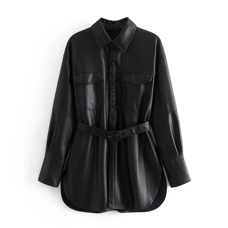 XNWMNZ Za Women black elegant classic faux leather jacket coat with belt Ladies Long Sleeve loose oversize boy friend retro Coat
XNWMNZ Za Women black elegant classic faux leather jacket coat with belt Ladies Long Sleeve loose oversize boy friend retro Coat