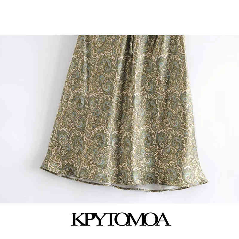 Women Chic Fashion With Bow Paisley Print Cozy Mini Dress V Neck Adjustable Straps Female Dresses Mujer 210420