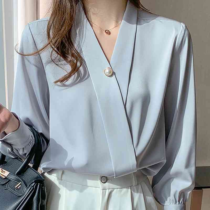 Blusas Blouses Femme Top Long Sleeve Chiffon Blouse Shirt Tops Women Blusas Mujer De Moda Beading V-Neck Blouse Women E743 210602, Gray
Blusas Blouses Femme Top Long Sleeve Chiffon Blouse Shirt Tops Women Blusas Mujer De Moda Beading V-Neck Blouse Women E743 210602, Gray