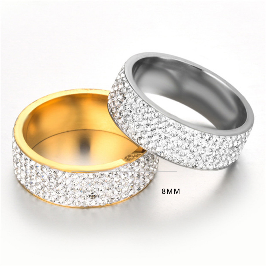 hip hop iced out cz bling mens ring black gold silver color stainless steel wedding engagement rings for women men Wolf Tide jewelry punk party gifts 