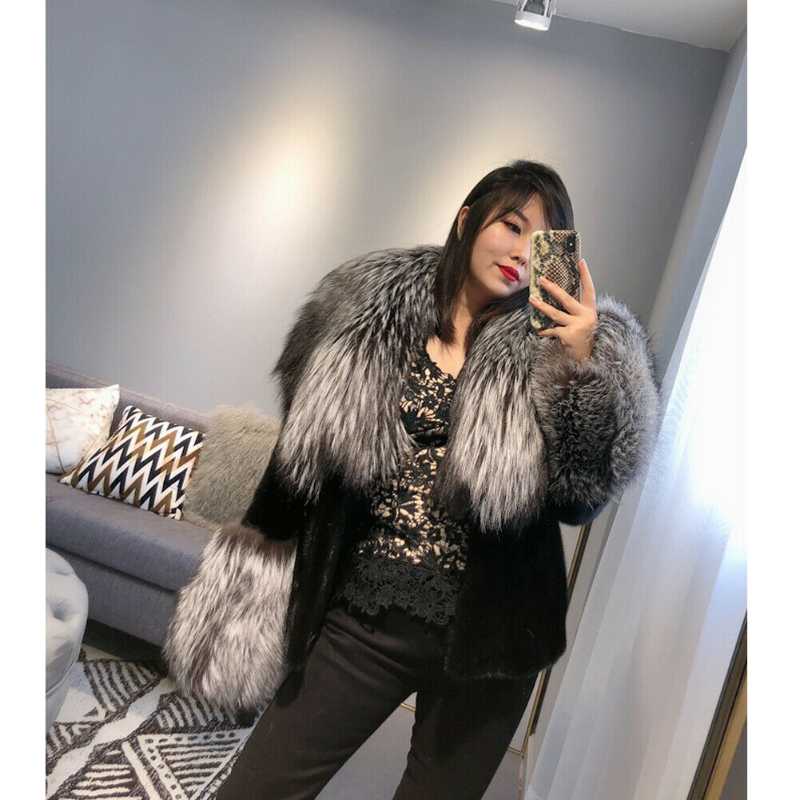 Women's Fur & Faux Trendy Women Real Mink Coat With Silver Lapel Collar And Sleeve Cuffs Winter Woman Genuine Jacket, Black
Women's Fur & Faux Trendy Women Real Mink Coat With Silver Lapel Collar And Sleeve Cuffs Winter Woman Genuine Jacket, Black
