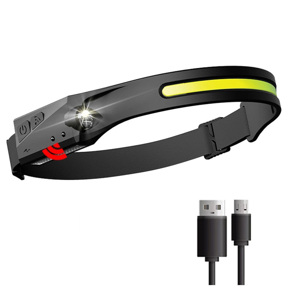 Wide Beam Headlamp Flashlight COB LED Camping Bar Head Lamp