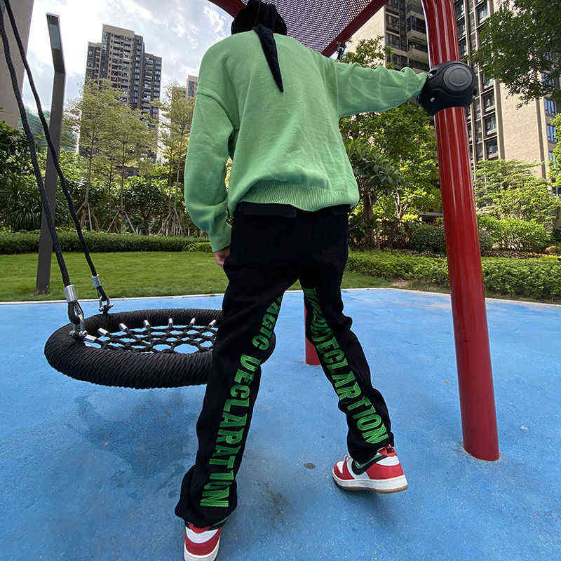 Streetwear men baggy jeans Autumn style Korean trend embroidery loose straight wide leg long pants for and wo 211111