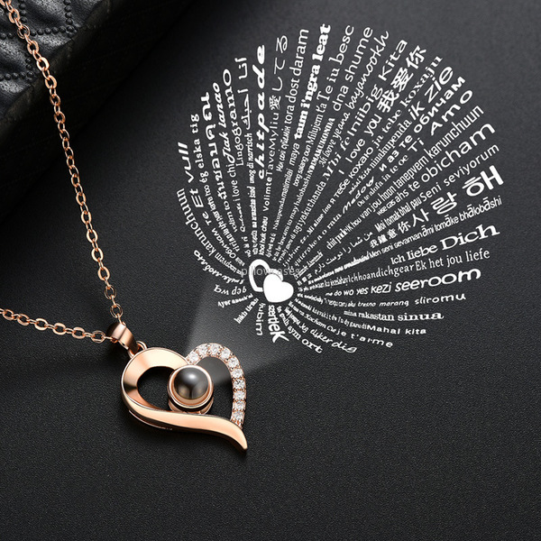 Memory Projection Necklaces 100 Languages I Love You Diamond Heart Pendant Necklace Copper chains for Women Fashion Jewelry
Memory Projection Necklaces 100 Languages I Love You Diamond Heart Pendant Necklace Copper chains for Women Fashion Jewelry