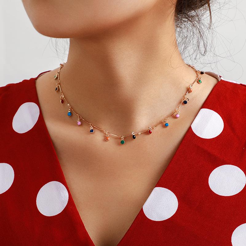 Chains Bohemian Lovely Colorful Stone Chain Necklace For Women Gold Single-Layered Chockers Party Jewelry, Silver
Chains Bohemian Lovely Colorful Stone Chain Necklace For Women Gold Single-Layered Chockers Party Jewelry, Silver