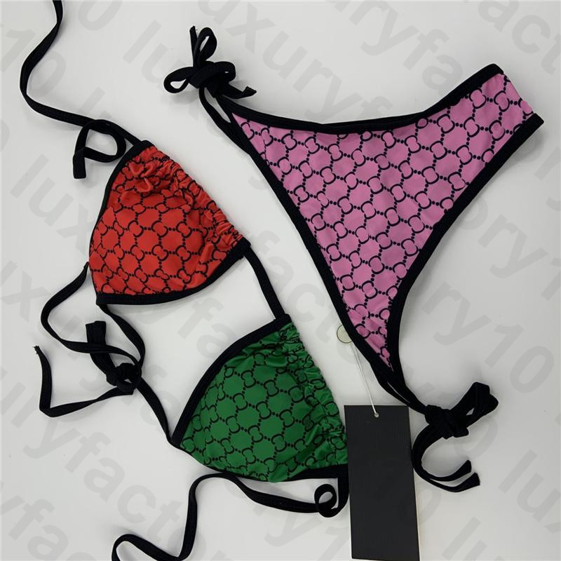 2021 Newest Style Two-piece Bikini Novelty Contrast Color Women's Swimwear Special Stylish Plaid Pattern High Leg Thong Bikinis Set Beach Party C