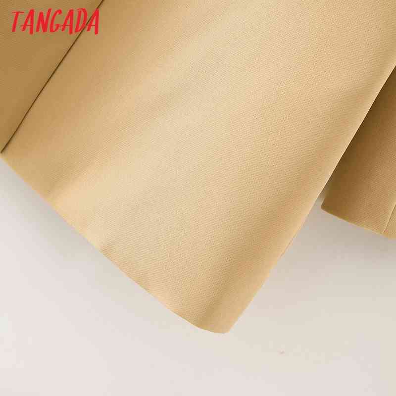 Women One Buttons Khaki Blazer Coat Vintage Notched Collar Pocket Fashion Female Casual Chic Tops DA95 210416