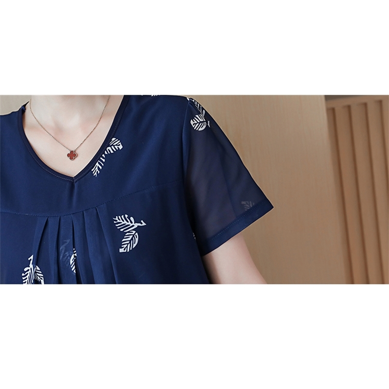 Ruffle Blouses Shirt Women Tos Plus Size 5XL Clothing Flower Printed Short Sleeve Discounts Low Price 902F3 210420