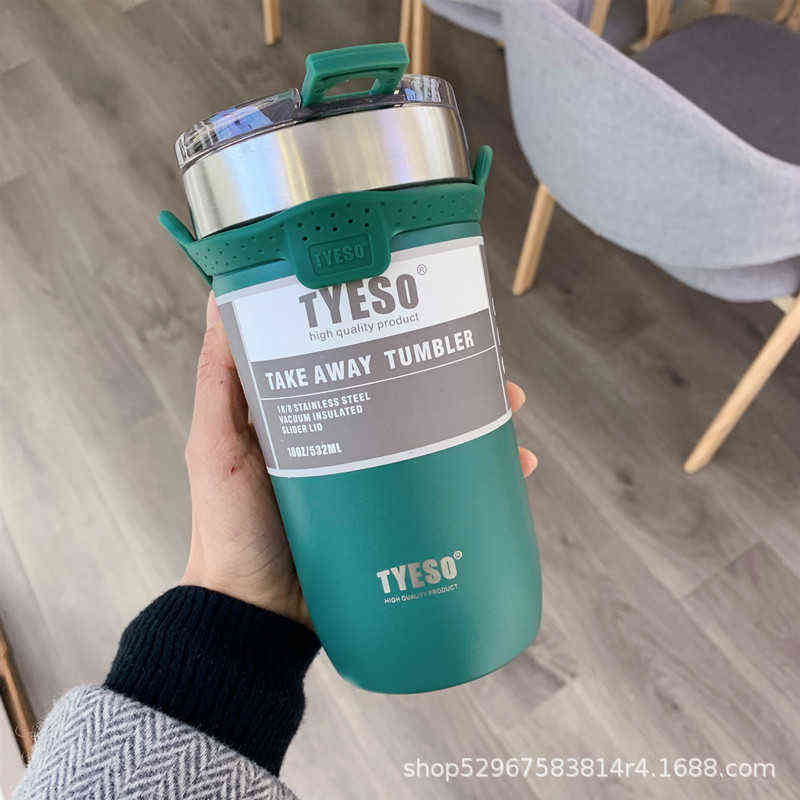 Double-Layer Water Bottle Vacuum Flask Ice Cup Stainless Steel Sports Portable Large-Capacity Mug Coffee Cups For Gifts 211109