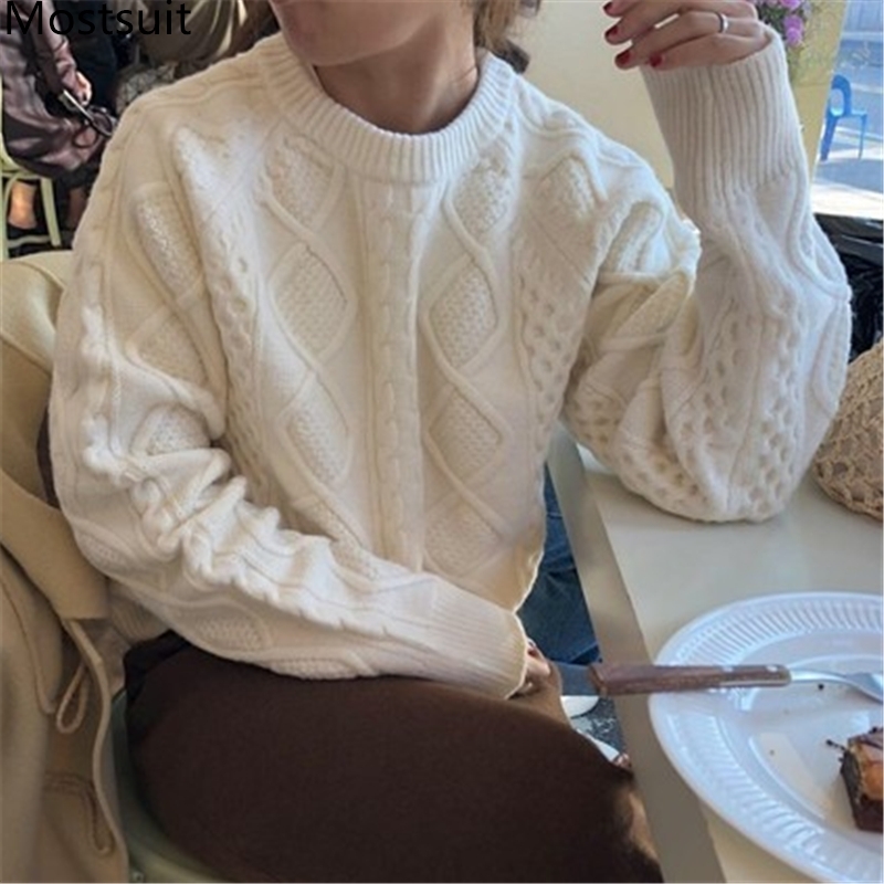 Women Twisted Knitting Sweater Long Sleeve O-neck Female Vintage Casual Pullover Tops Thicken Lazy Style Loose Knitted Sweaters 210518, Khaki
Women Twisted Knitting Sweater Long Sleeve O-neck Female Vintage Casual Pullover Tops Thicken Lazy Style Loose Knitted Sweaters 210518, Khaki