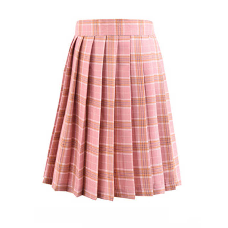 Harajuku Black Skirts Summer High Waist Anime Kawaii School Uniform Short Mini White Pink Plaid Pleated Skirt 210621