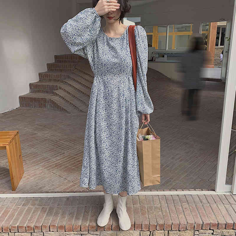LoveFlowerLife Fashionable Korean Style Vintage Women Spring Summer Dresses with Flowers Floral Oversize Long Dress 210521