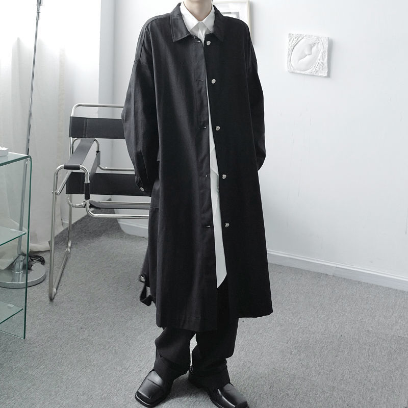 IEFB /men's wear spring male cotton mid-length loose trench coat niche casual large size single breasted windbreaker 9Y4053 210524