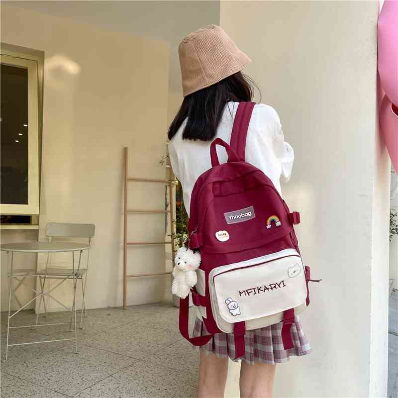 Teenage school student schoolbag ins tide brand new couple outdoor backpack Korean Harajuku high capacity Backpack, Red
Teenage school student schoolbag ins tide brand new couple outdoor backpack Korean Harajuku high capacity Backpack, Red