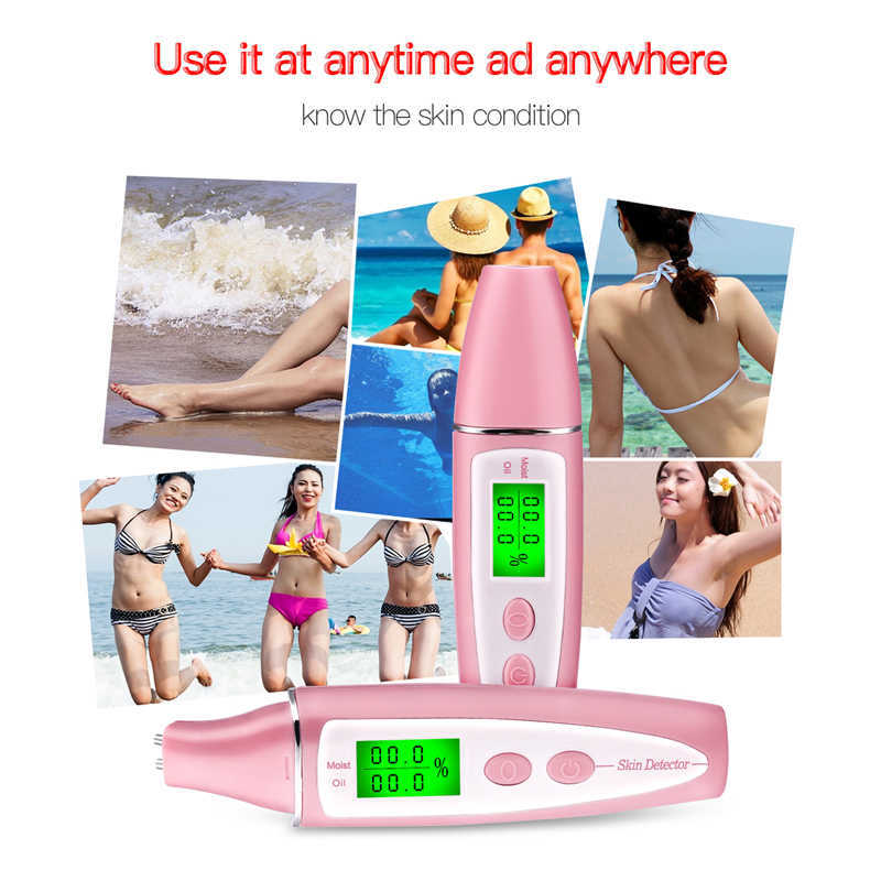 High Presicion LCD Display Body Skin Analyzer Moisture Oil Water Tester Meter Health Monitor Face Care 210806