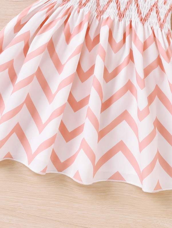 Toddler Girls Chevron Print Shirred Bow Shoulder Cami Dress SHE