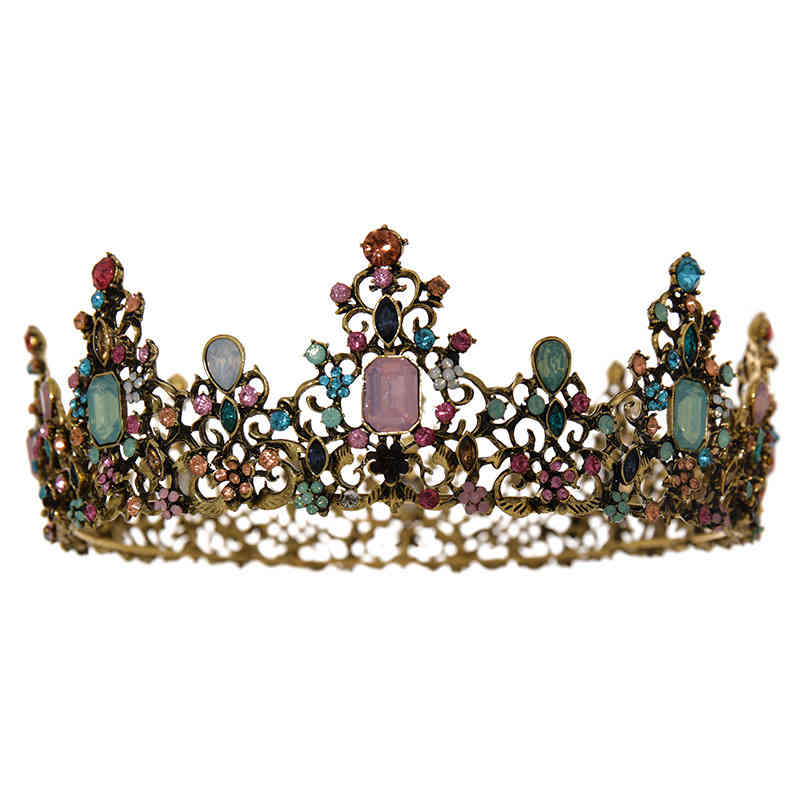 Wedding Hair Jewelry Accessories Color Full Circle Bride's Grand Crown Headdress Show Performance