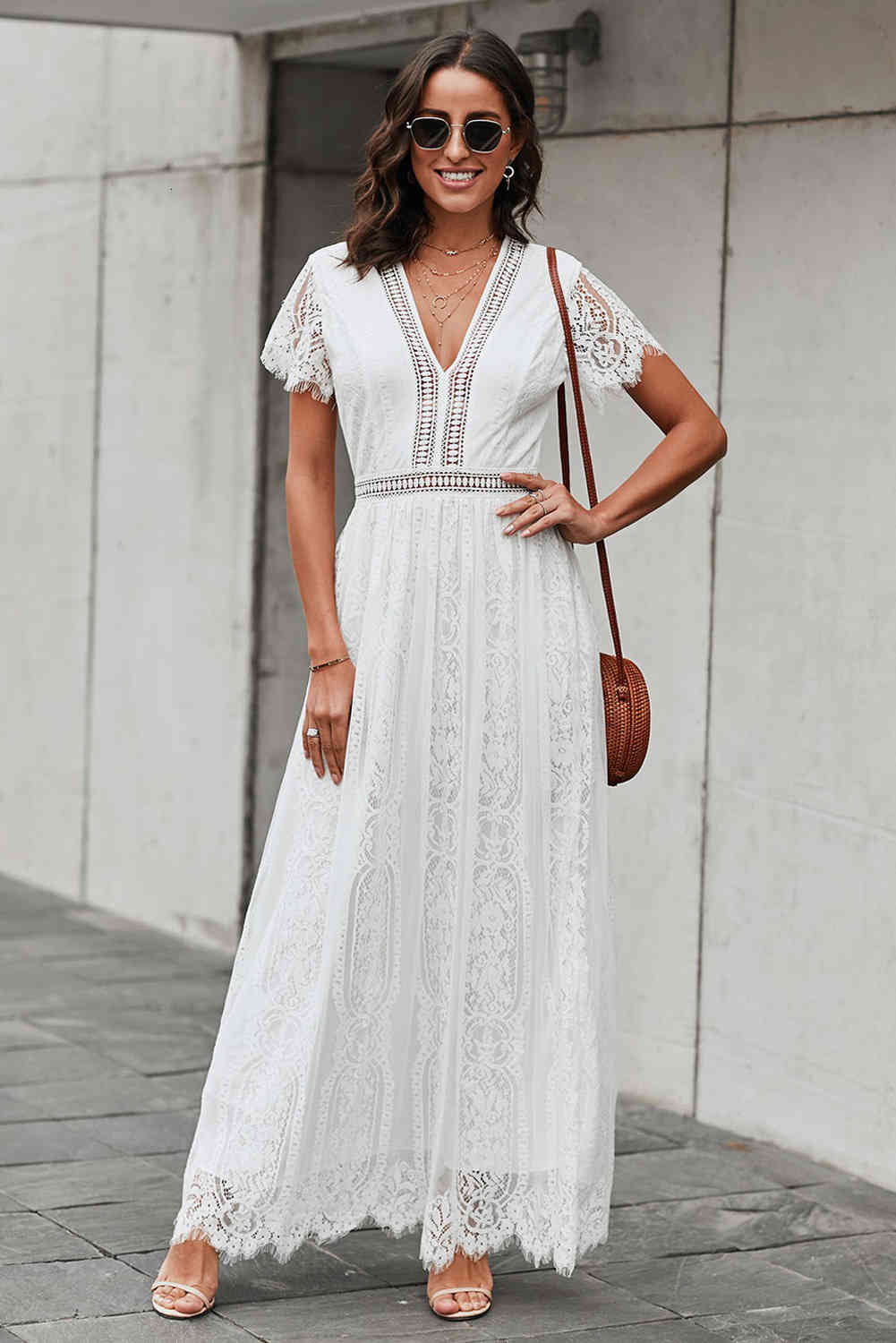 Casual Dresses Women elegant lace embroidery es short sleeve sexy v-neck crochet hollow summer maxi white party long casual prom e, Wine red
Casual Dresses Women elegant lace embroidery es short sleeve sexy v-neck crochet hollow summer maxi white party long casual prom e, Wine red