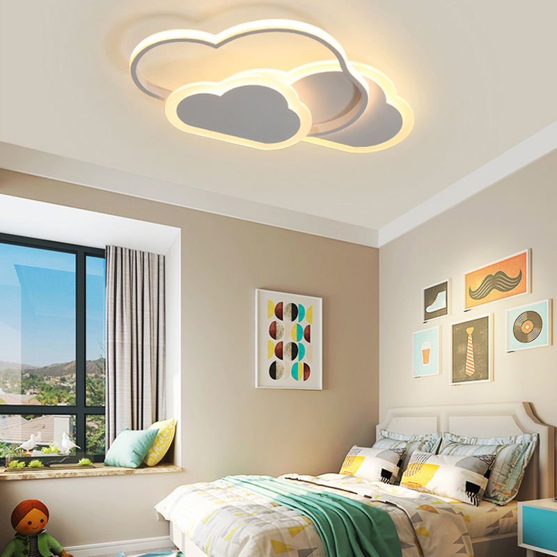 Modern Led Ceiling Light Creative White Cloud Bedroom Lighting Cartoon Children's Room Kid Read Study Pink Decoration