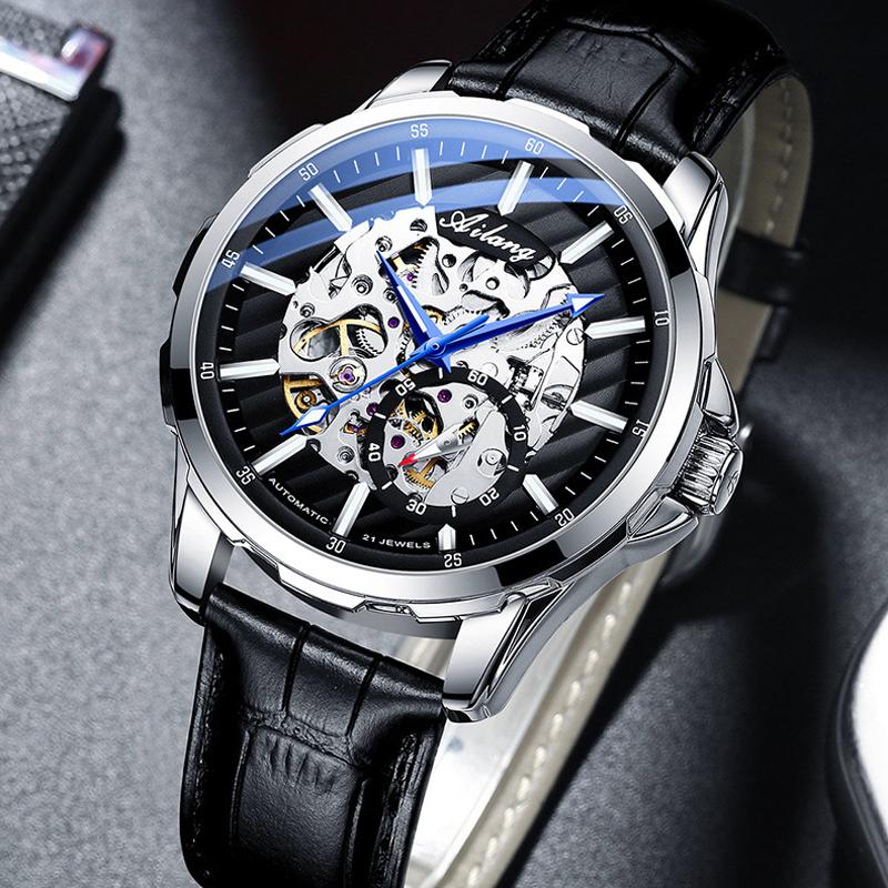 Wristwatches AILANG 2022 Fashion Men's Hollow Watch Luxury Leather Waterproof Business Automatic Mechanical Clock Relogio Masculino 8650A, Black
Wristwatches AILANG 2022 Fashion Men's Hollow Watch Luxury Leather Waterproof Business Automatic Mechanical Clock Relogio Masculino 8650A, Black