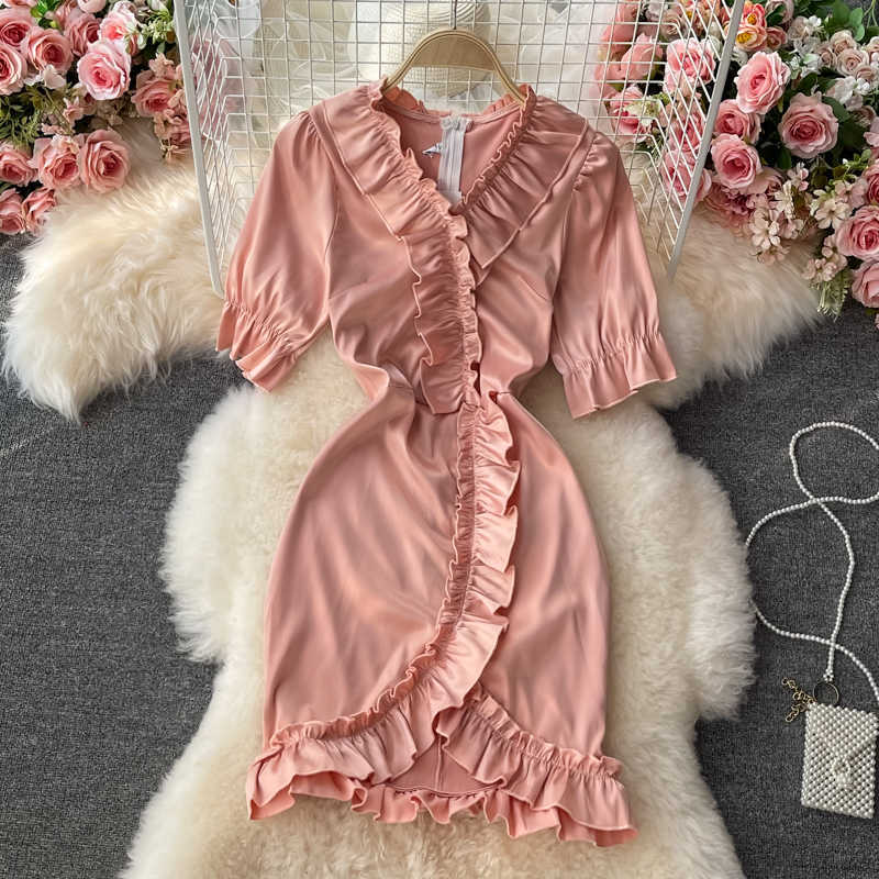 Sweet Ruffle Bodycon Mini Dress Women Elegant Short Sleeve High Waist Sheath Vestidos Female Casual Party Robe Summer 2021 New Y0603, Picture color
Sweet Ruffle Bodycon Mini Dress Women Elegant Short Sleeve High Waist Sheath Vestidos Female Casual Party Robe Summer 2021 New Y0603, Picture color