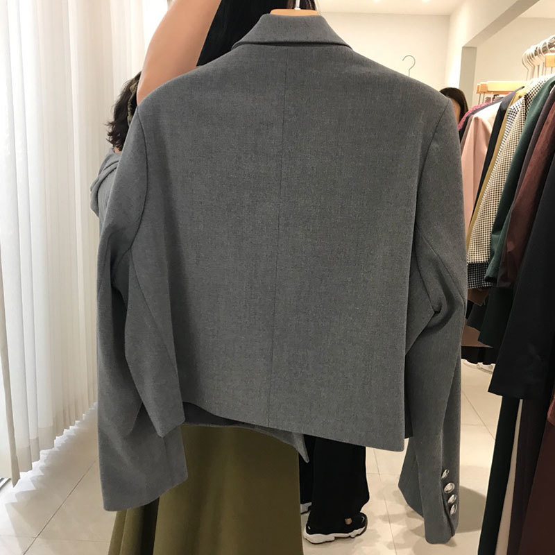 Nomikuma Women Blazer Coat Spring New Korean Short Suit Jakcet Long Sleeve Notched Collar Single Button Blazers Femme 6E250 210427