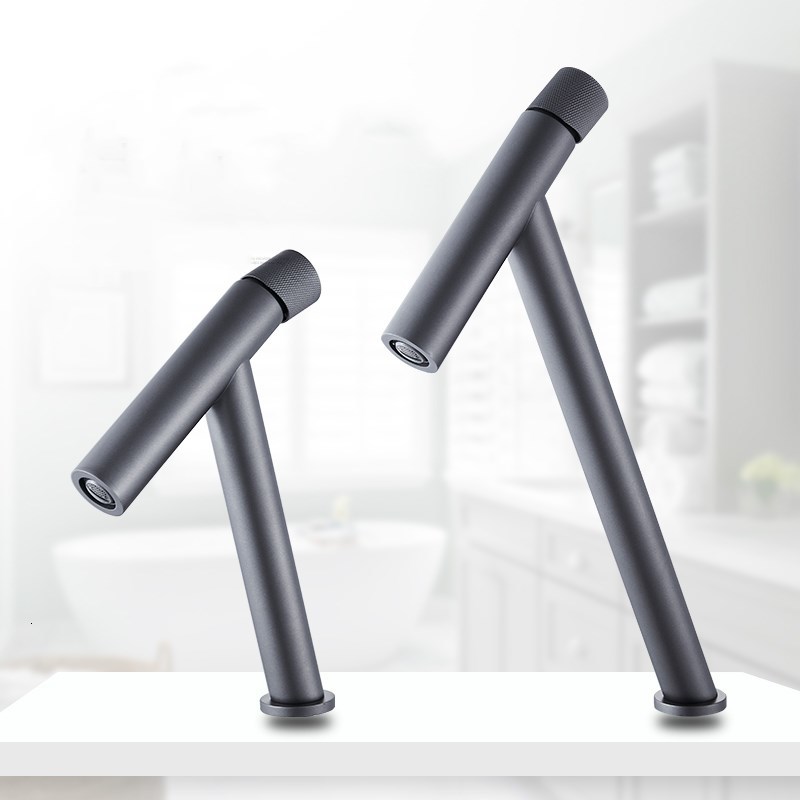 Bathroom Sink Faucets Tuqiu Basin Faucet Single Lever Hot and Cold Brass Water Mixer Tap Gun Gray Unique Crane 1ub8