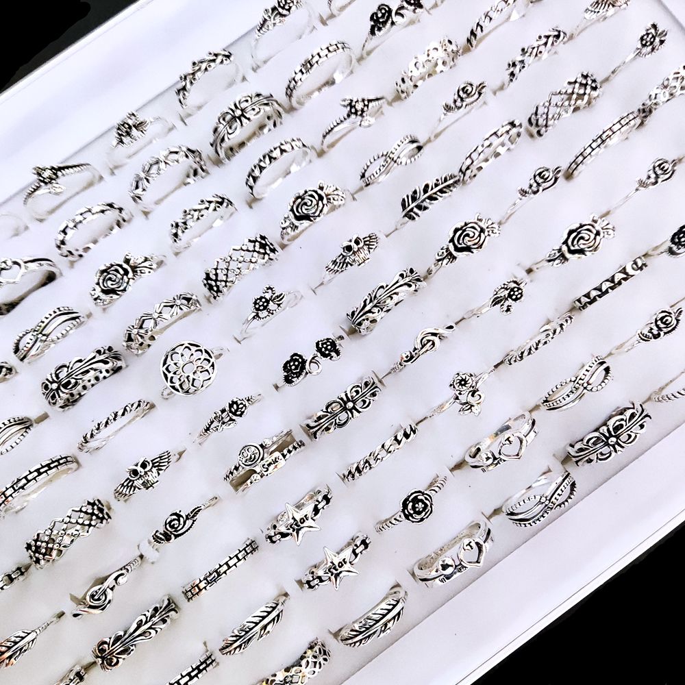 Bulk lots 100pcs Antique Silver Multi-styles Mix Charm Ring for Women Vintage Ladies Flower Bohemian Finger Ring Retro Jewelry 2021
Bulk lots 100pcs Antique Silver Multi-styles Mix Charm Ring for Women Vintage Ladies Flower Bohemian Finger Ring Retro Jewelry 2021