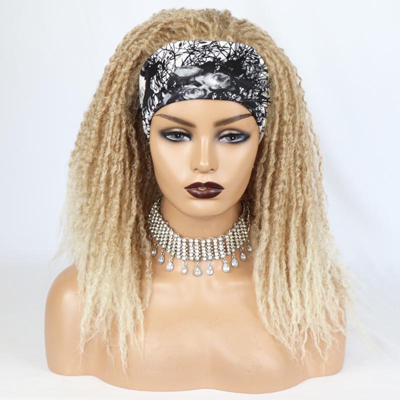 Synthetic Wigs Omber Blonde 613 Headband Dreadlocks Hair Afro Curly Crochet Twist Braids For Black Women