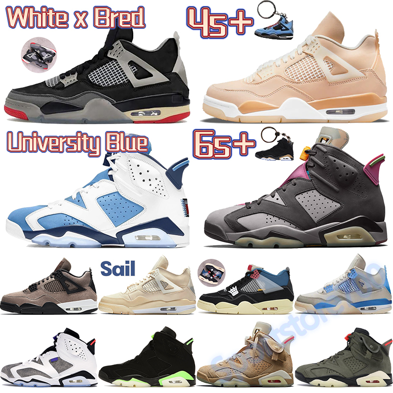 White x sail bred military blue 4 4s men basketball shoes shimmer rasta noir guava ice 6s sneakers UNC black cat mens sports trainers, Bubble wrap packaging