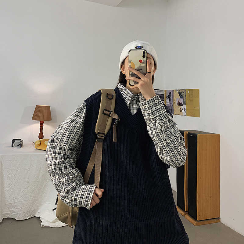 LEGIBLE Autumn winter Sleeveless Sweater Women Solid Color V Neck Knitted Vest female Jumpers Pull Femme Sweaters 210819