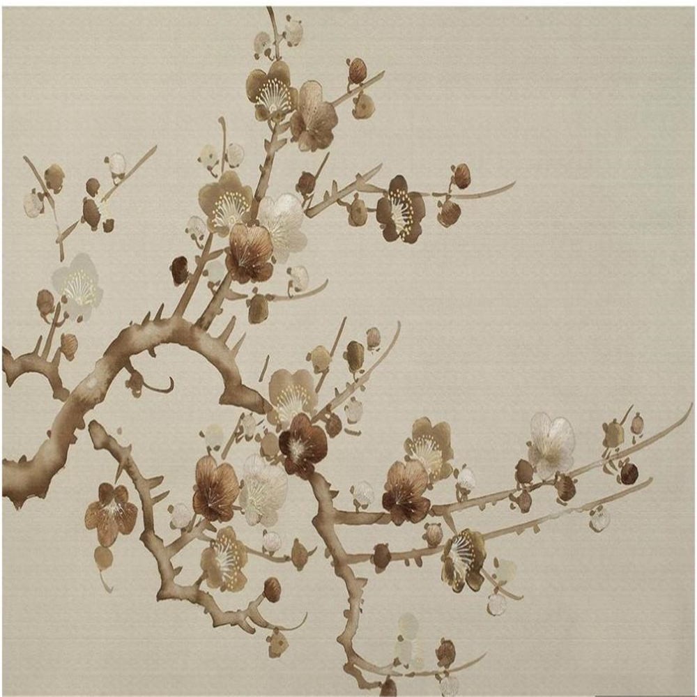 New 3d customized wallpaper simple new Chinese style hand-painted flowers and birds Chinese style TV background wall