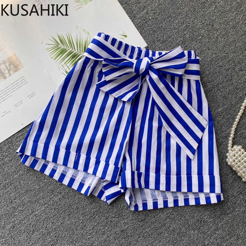 KUSAHIKI Blue White Stripe Woman Shorts Summer Bow Bandage High Waist Bottoms Causal Wide Leg Short Feminimo 6G910 210602
KUSAHIKI Blue White Stripe Woman Shorts Summer Bow Bandage High Waist Bottoms Causal Wide Leg Short Feminimo 6G910 210602