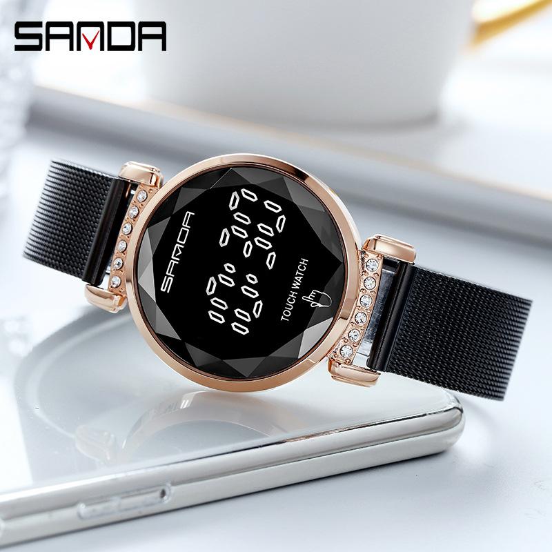 Sanda Touch Screen LED Electronic Movement Double Buckle Mesh Belt 8007 Women's Style Hair Wristwatches, Ba
Sanda Touch Screen LED Electronic Movement Double Buckle Mesh Belt 8007 Women's Style Hair Wristwatches, Ba