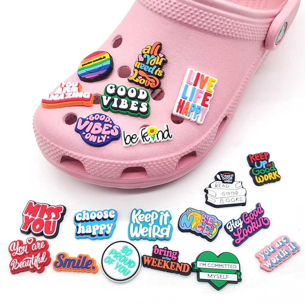 Soft Rubber Inspirational Phrases Shoe Decoration Charm Buckle Accessories Jibitz for Croc Charms Clog Decor Pins Buttons Decor
Soft Rubber Inspirational Phrases Shoe Decoration Charm Buckle Accessories Jibitz for Croc Charms Clog Decor Pins Buttons Decor