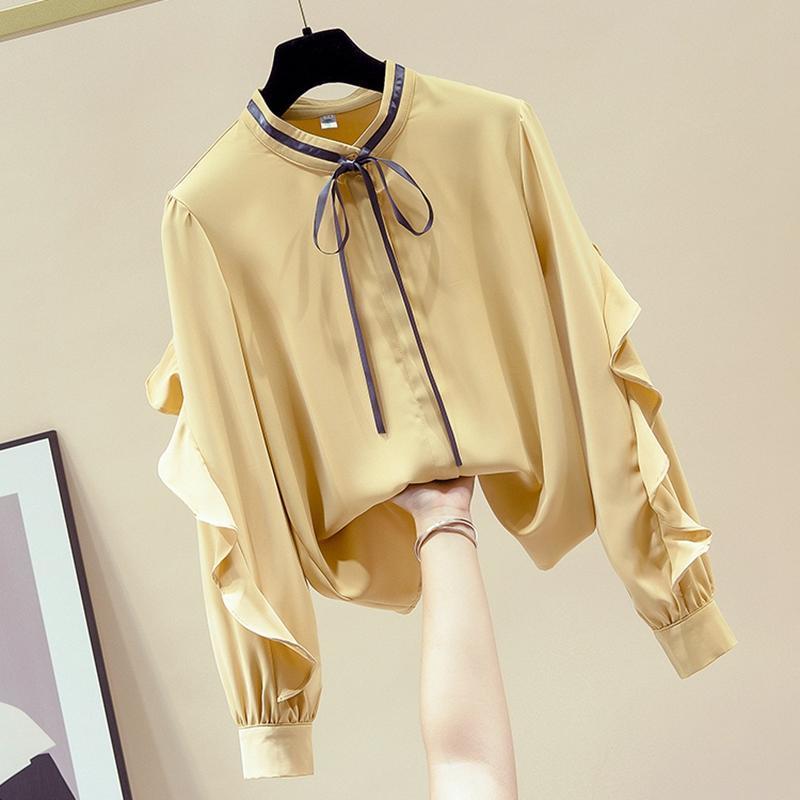 Women' Blouses & Shirts 2021 Autumn Spring Women Ruffles Chiffon Butterfly Sleeve Tops Lady Korean Elegant Lace Up Bow Collar N11, White
Women' Blouses & Shirts 2021 Autumn Spring Women Ruffles Chiffon Butterfly Sleeve Tops Lady Korean Elegant Lace Up Bow Collar N11, White