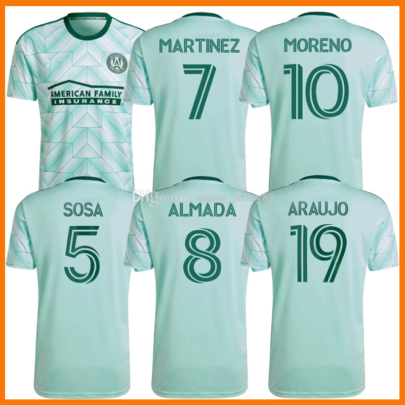 22 23 Atlanta United FC Soccer Jerseys MARTINEZ ALMADA MORENO Away Mint Forest Kit Men 2022 2023 ARAUJO SOSA IBARRA DAMM MULRANEY LOPEZ Foot, Black;yellow
22 23 Atlanta United FC Soccer Jerseys MARTINEZ ALMADA MORENO Away Mint Forest Kit Men 2022 2023 ARAUJO SOSA IBARRA DAMM MULRANEY LOPEZ Foot, Black;yellow