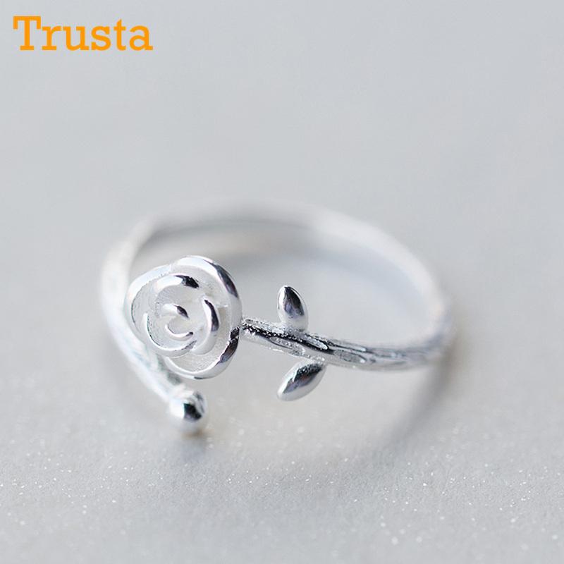Cluster Rings Trusta 100% 925 Solid Real Sterling Silver Jewelry Rose Flower Opening Adjustable Ring Size 5 6 7 For Teen Girl Women DS991
Cluster Rings Trusta 100% 925 Solid Real Sterling Silver Jewelry Rose Flower Opening Adjustable Ring Size 5 6 7 For Teen Girl Women DS991