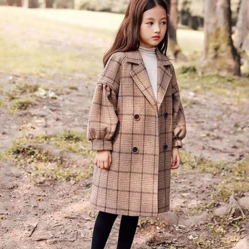 High Quality New Girl Coat Spring Winter Teenager Girls Warm Thicken Woolen Long Coat Khaki Plaid Trench Jackets Children Outerwear Parka от DHgate WW