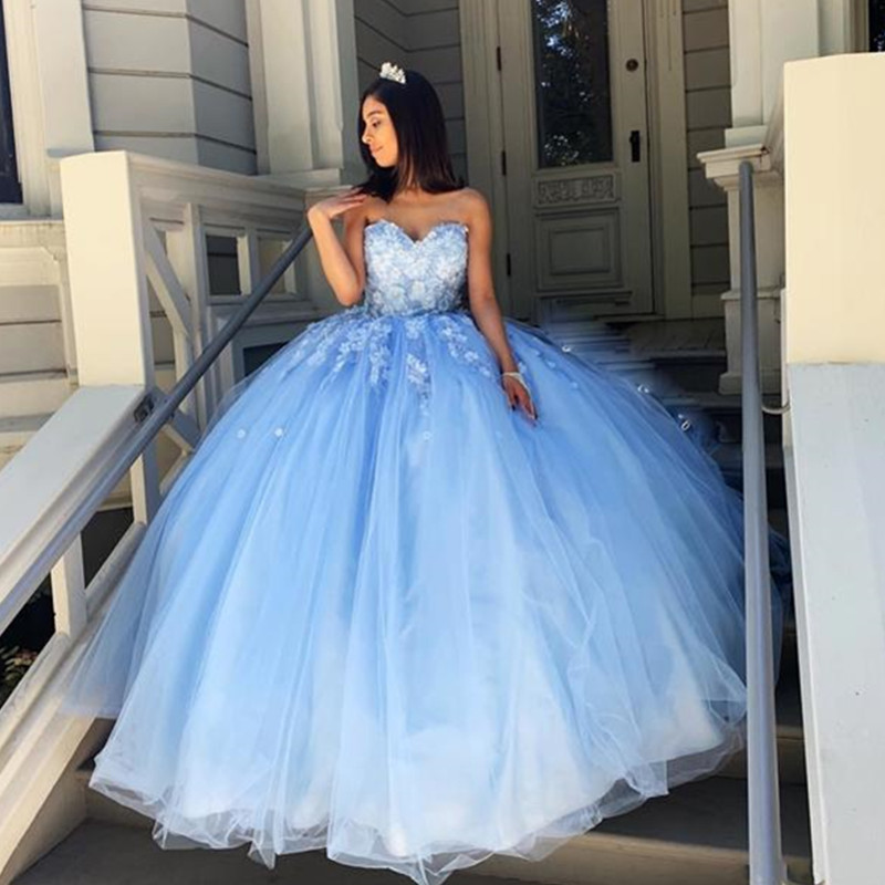 Charming Sweetheart Quinceanera Dresses sleevesless Sweet 16 Ball Gown Vestido de Fiesta, Blue
Charming Sweetheart Quinceanera Dresses sleevesless Sweet 16 Ball Gown Vestido de Fiesta, Blue